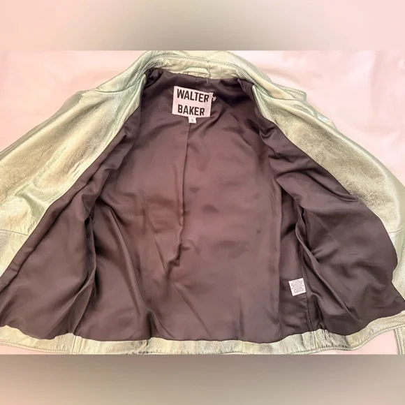 Walter Baker Allison Metallic Leather Moto Jacket -Lambskin - Size S NEW - Picture 16 of 17